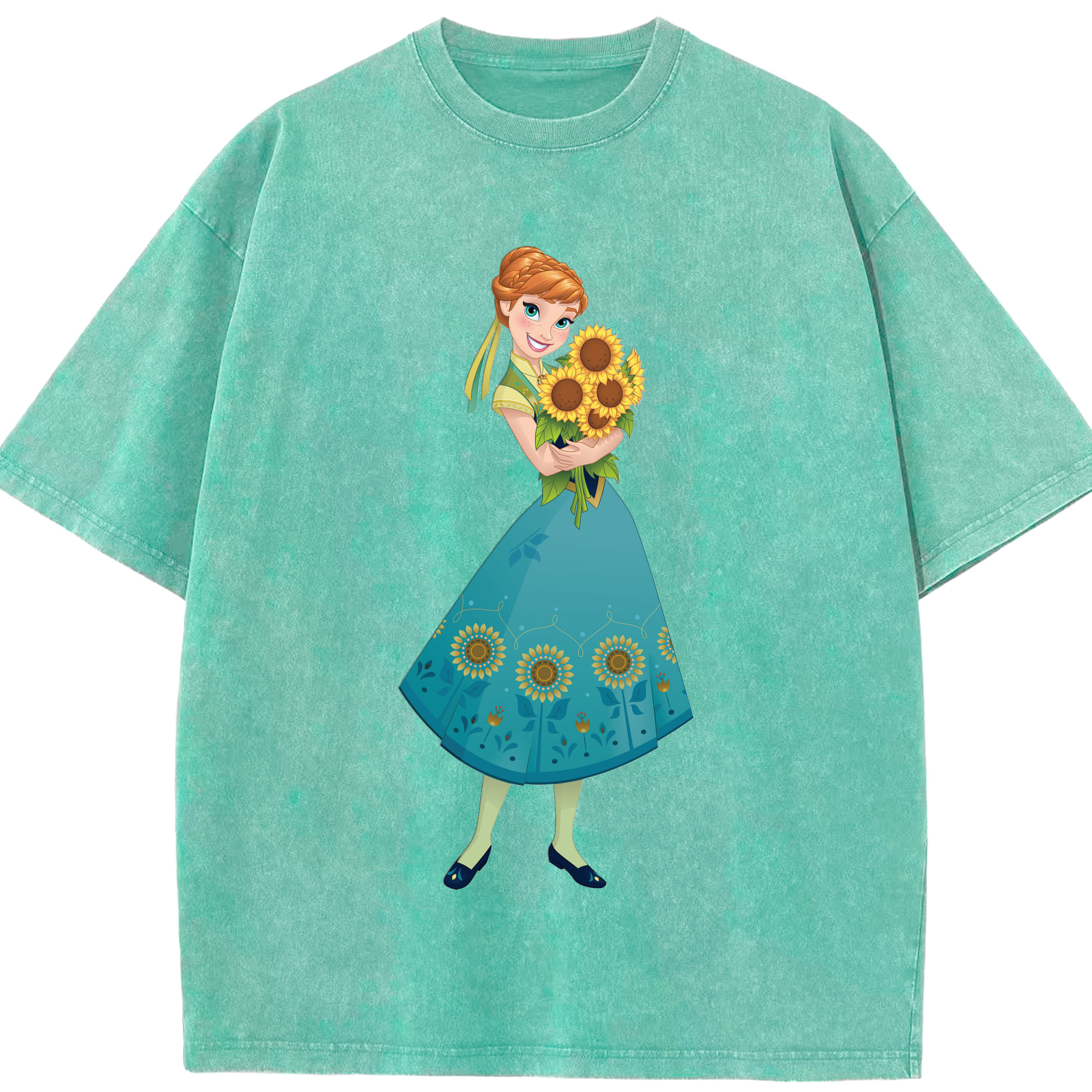（画像用） アナと雪の女王 アンナ エルサ Frozen Anna Elsa 綿100% ヴィンテージ風 半袖Tシャツ（フロントプリント）